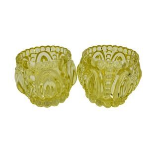 Vintage Yellow Boopie Glass Candle Holders Set of 2